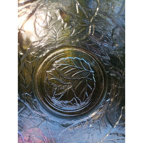 Indiana Glass Tiara Bowl: Embossed Autumn Leaves Tapered Shape - Picture 5 of 5